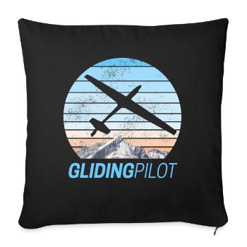 Gliding Pilot Segelfliegen Vintage Design - Sofakissenbezug 45 x 45 cm - Schwarz - Vorne