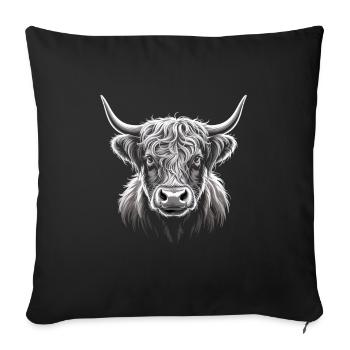Schottisches Hochlandrind - Sofakissenbezug 45 x 45 cm - Schwarz - Vorne