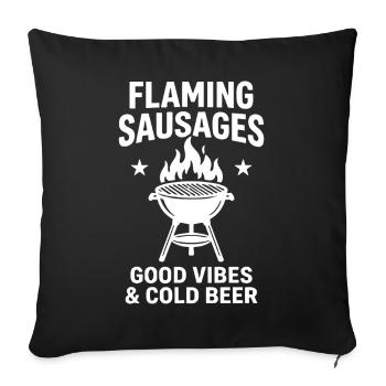 Saucisses flamboyantes, G Vibes et barbecue à la bière froide - Housse de coussin décorative 45 x 45 cm - noir - Devant
