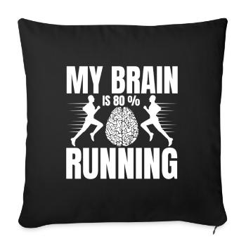 Marathonien : mon cerveau est à 80 % don de course - Housse de coussin décorative 45 x 45 cm - noir - Devant