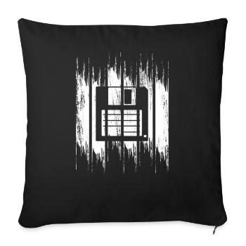 Diskette Zeichnung - Sofakissenbezug 45 x 45 cm - Schwarz - Vorne