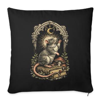 Cottagecore de maison Rat de couleur Rat Fantasy Rat Grand-souris - Housse de coussin décorative 45 x 45 cm - noir - Devant
