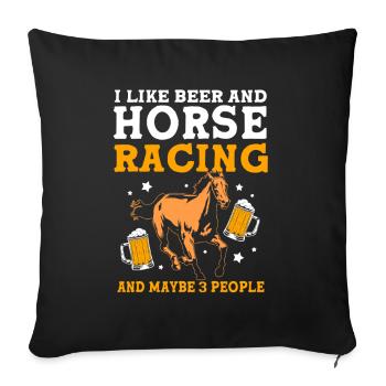 Bière de courses hippiques - Housse de coussin décorative 45 x 45 cm - noir - Devant