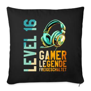 16. Geburtstag Junge Mädchen Gaming Level 16 Jahre - Sofakissenbezug 45 x 45 cm - Schwarz - Vorne