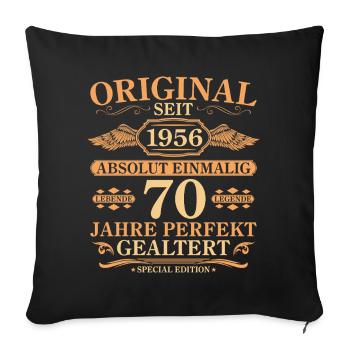 Original seit 1956 Baujahr 70. Geburtstag - Sofakissenbezug 45 x 45 cm - Schwarz - Vorne
