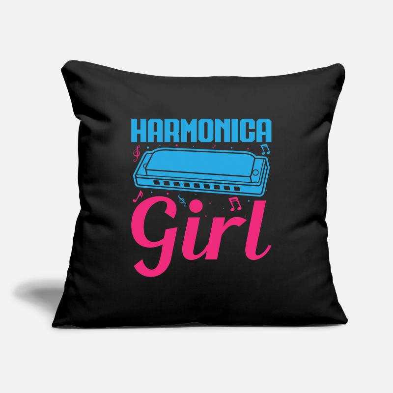 Harmonica Drôle Fille Harmonica Housse de coussin décorative 45 x 45 cm