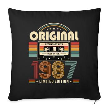 Cassette cadeau de mariage pour le 39e anniversaire Meilleur de 1987 - Housse de coussin décorative 45 x 45 cm - noir - Devant