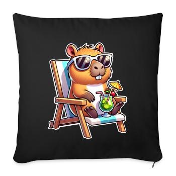 Capybara Chill - Housse de coussin décorative 45 x 45 cm - noir - Devant