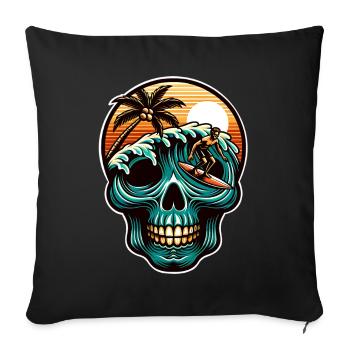 Surfing Skull - Sofa pillowcase 17,3'' x 17,3'' (45 x 45 cm) - black - Front