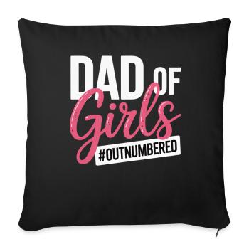 Papa des filles en infériorité numérique Papa fille - Housse de coussin décorative 45 x 45 cm - noir - Devant