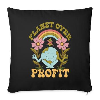 Écologie Écologiste : La planète avant le profit - Housse de coussin décorative 45 x 45 cm - noir - Devant