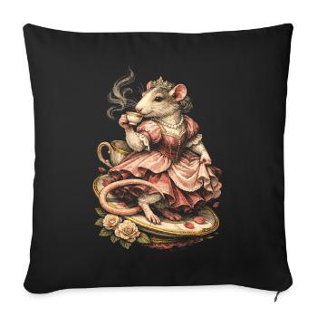Rat de couleur Rat fantaisie Rat de la grande souris Rat domestique - Housse de coussin décorative 45 x 45 cm - noir - Devant