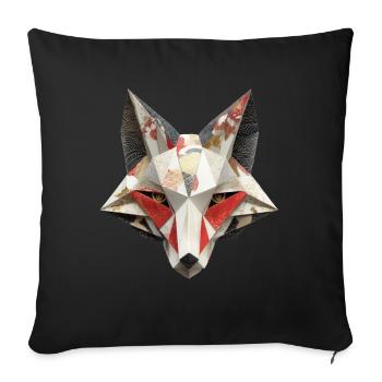 Masque de renard kitsune japonais Yokai Inari Origami - Housse de coussin décorative 45 x 45 cm - noir - Devant