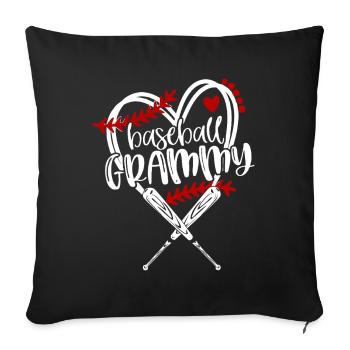 Baseball Grandma Heart Bat Graphic - Sofa pillowcase 17,3'' x 17,3'' (45 x 45 cm) - black - Front
