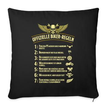 Offizielle Biker Regeln Motorrad Spruch - Sofakissenbezug 45 x 45 cm - Schwarz - Vorne