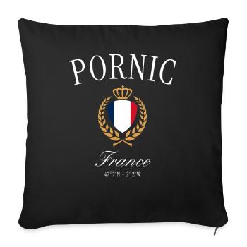 Pornic France Coat of Arms Crown – Travel Souvenir - Sofa pillowcase 17,3'' x 17,3'' (45 x 45 cm) - black - Front