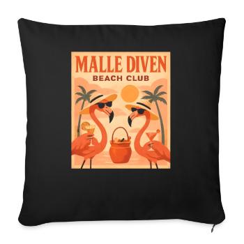 Malle Diven Beach Club Flamingo Mallorca Party - Sofa pillowcase 17,3'' x 17,3'' (45 x 45 cm) - black - Front