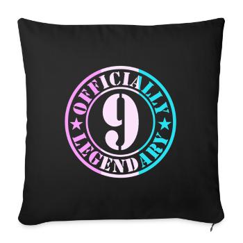 9e anniversaire Garçon Fille Légende Officielle 9 - Housse de coussin décorative 45 x 45 cm - noir - Devant