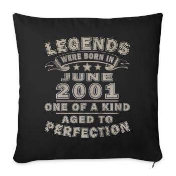 25e anniversaire cadeau Légende du Millésime de juin 2001 - Housse de coussin décorative 45 x 45 cm - noir - Devant