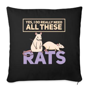 Rat, house rat, rat owner, rat lover - Sofa pillowcase 17,3'' x 17,3'' (45 x 45 cm) - black - Front