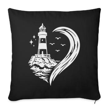 Heart Lighthouse Sea Maritime Coast Holidays - Sofa pillowcase 17,3'' x 17,3'' (45 x 45 cm) - black - Front