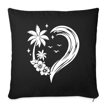 Herz Palme Blumen Ozean Welle - Sofakissenbezug 45 x 45 cm - Schwarz - Vorne