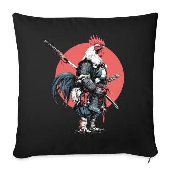Samouraï Coq en armure - Housse de coussin décorative 45 x 45 cm - noir - Devant