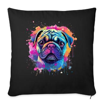 Portrait vibrant de Carlin Splash - Housse de coussin décorative 45 x 45 cm - noir - Devant