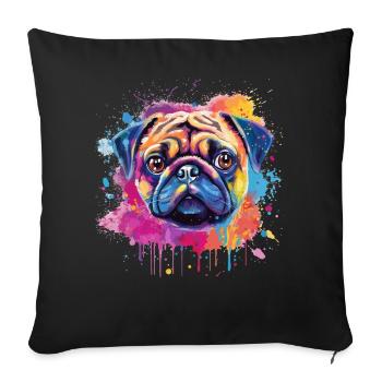 Lebendiges Mops-Splash-Porträt - Sofakissenbezug 45 x 45 cm - Schwarz - Vorne