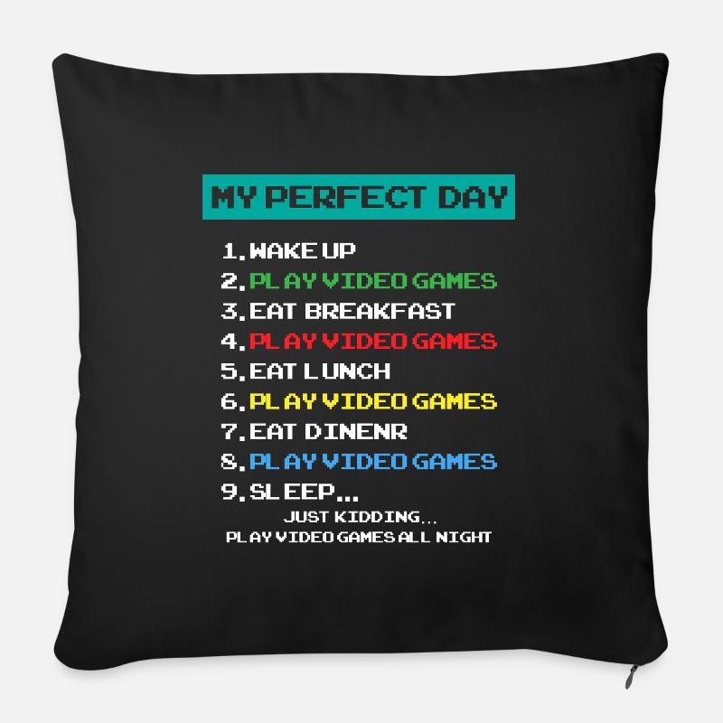 Gamer-Perfekt-Tag - Sofakissenbezug 45 x 45 cm - Schwarz