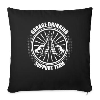 Équipe de soutien à la boisson au garage, gars de voiture, mécanicien - Housse de coussin décorative 45 x 45 cm - noir - Devant