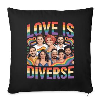 Love Is Diverse Pride Regenbogen - Sofakissenbezug 45 x 45 cm - Schwarz - Vorne