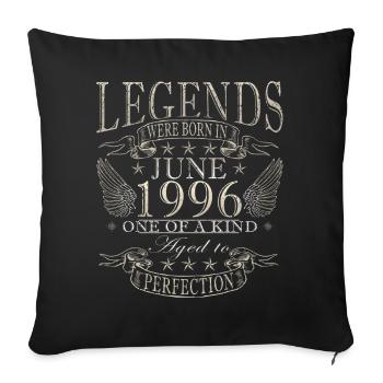 Légende du cadeau du 30e anniversaire Vintage juin 1996 - Housse de coussin décorative 45 x 45 cm - noir - Devant