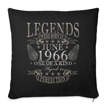 Cadeau d’anniversaire rétro vintage de juin 1966 - Housse de coussin décorative 45 x 45 cm - noir - Devant