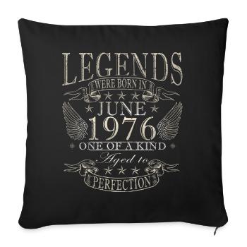 Cadeau d’anniversaire vintage de juin 1976 - Housse de coussin décorative 45 x 45 cm - noir - Devant