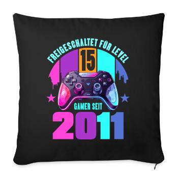 15e anniversaire, jeunes filles - Housse de coussin décorative 45 x 45 cm - noir - Devant