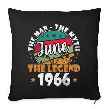 June The Legend 1966 Retro Badge - Sofakissenbezug 45 x 45 cm - Schwarz - Vorne