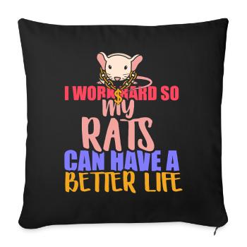 Rat, house rat, rat owner, rat lover - Sofa pillowcase 17,3'' x 17,3'' (45 x 45 cm) - black - Front