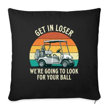 Entrez loser cherchez l’humour de balle de golf - Housse de coussin décorative 45 x 45 cm - noir - Devant