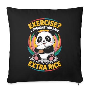 Panda Extra Rice Humor - Sofa pillowcase 17,3'' x 17,3'' (45 x 45 cm) - black - Front