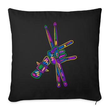 Schlagzeug Drummer bunt Kinder Jungen Schlagzeuger - Sofakissenbezug 45 x 45 cm - Schwarz - Vorne
