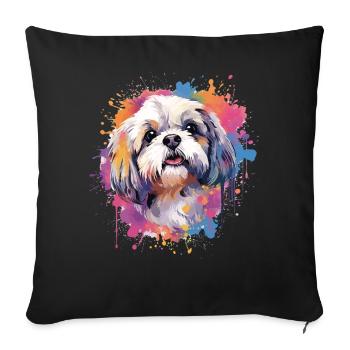 Colorful Splash Art Shih Tzu Dog - Sofa pillowcase 17,3'' x 17,3'' (45 x 45 cm) - black - Front