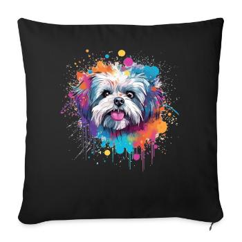 Shih Tzu Dog Splash Art Colorful - Sofa pillowcase 17,3'' x 17,3'' (45 x 45 cm) - black - Front