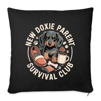 Club de survie teckel - Housse de coussin décorative 45 x 45 cm - noir - Devant