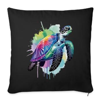 Sea turtle, turtle, water turtle - Sofa pillowcase 17,3'' x 17,3'' (45 x 45 cm) - black - Front
