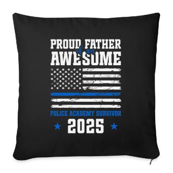 Père fier d’une académie de police géniale - Housse de coussin décorative 45 x 45 cm - noir - Devant