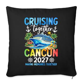 Croisière ensemble Cancún 2027 - Housse de coussin décorative 45 x 45 cm - noir - Devant