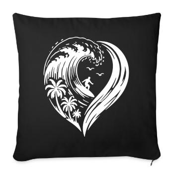 Heart Surfer Waves Ocean Love - Sofa pillowcase 17,3'' x 17,3'' (45 x 45 cm) - black - Front