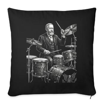 Benjamin Harrison plays drums - Sofa pillowcase 17,3'' x 17,3'' (45 x 45 cm) - black - Front