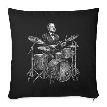 Herbert Hoover plays drums - Sofa pillowcase 17,3'' x 17,3'' (45 x 45 cm) - black - Front